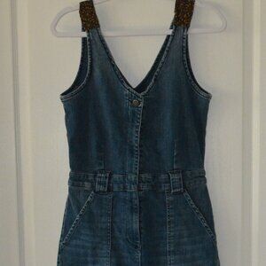 Reformation Denim Jumpsuit with Textured Shoulder Straps size 6